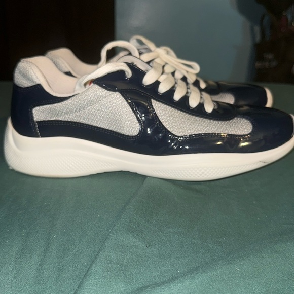 Prada Men's Navy and White Sneakers - Picture 6 of 6